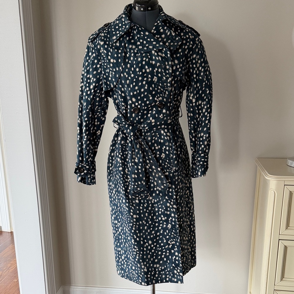 Ann Taylor Navy and White Patterned Long Sleeve Dress